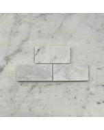 (Sample) Carrara White Marble 2x4 Grand Brick Subway Mosaic Tile Honed