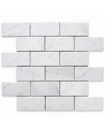 Carrara White 2x4 Grand Brick Subway Mosaic Tile Polished