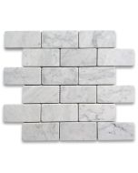 Carrara White Marble 2x4 Grand Brick Subway Mosaic Tile Tumbled