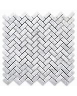 Carrara White 5/8x1-1/4 Herringbone Mosaic Tile Honed