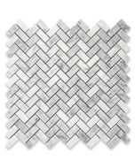 Carrara White 5/8x1-1/4 Herringbone Mosaic Tile Polished