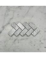 Carrara White 1x2 Herringbone Mosaic Tile Tumbled