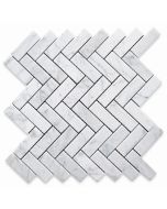 Carrara White 1x3 Herringbone Mosaic Tile Honed