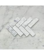 Carrara White 1x3 Herringbone Mosaic Tile Honed