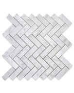 Carrara White 1x3 Herringbone Mosaic Tile Polished