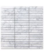 Carrara White 5/8x4 Rectangular Stacked Mosaic Tile Honed