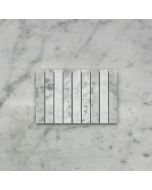 Carrara White 5/8x4 Rectangular Stacked Mosaic Tile Honed