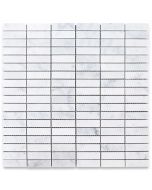 Carrara White 5/8x2 Rectangular Stacked Mosaic Tile Polished