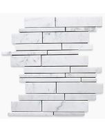 Carrara White Random Strip Modern Brick Mosaic Tile Honed