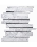 Carrara White Random Strip Modern Brick Mosaic Tile Polished