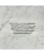 (Sample) Carrara White Marble Bamboo Strip Waterful Heavy Rain Mosaic Tile Honed