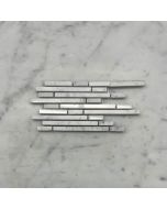Carrara White Bullet Strip Heavy Rain Mosaic Tile Polished