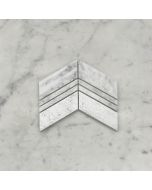 Carrara White Marble 1x4 Chevron Mosaic Tile w/ Lines Honed Bush-hammered Grooved