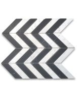 Carrara White Nero Marquina Black Marble 1x4 Chevron Mosaic Tile Honed
