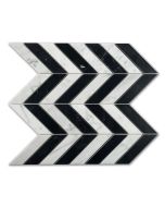 Carrara White Nero Marquina Black Marble 1x4 Chevron Mosaic Tile Polished