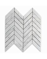 Carrara White Marble 1x4 Chevron Mosaic Tile Polished