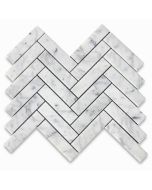 Carrara White Marble 1x4 Herringbone Mosaic Tile Honed