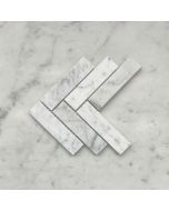 Carrara White 1x4 Herringbone Marble Mosaic Tile Honed