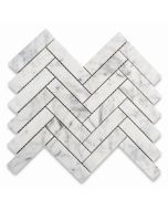 Carrara White 1x4 Herringbone Marble Mosaic Tile Polished