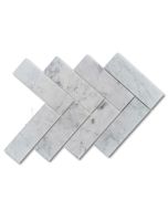 Carrara White Marble 2x6 Herringbone Mosaic Tile Polished