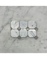 (Sample) Carrara White Marble 2 inch Octagon Mosaic Tile w/ Cinderella Gray Tan Dots Polished