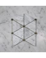 (Sample) Carrara White Marble 2-3/4 inch Triangle Mosaic Tile w/ Emperador Dark Brown Round Dots Honed