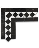 Carrara White Marble Classic Diamond Mosaic Border Corner Tile Black Edge Polished