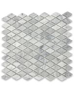 Carrara White 1x1-7/8 Rhomboid Diamond Mosaic Tile Tumbled