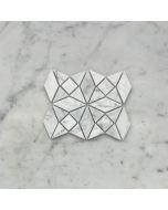 (Sample) Carrara White Marble Kaleidoscope Pattern Diamond Mix Mosaic Tile Honed