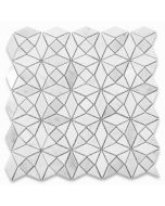 Carrara White Kaleidoscope Pattern Diamond Mix Mosaic Tile Polished