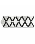 Carrara White Lattice Diamond Mosaic Border Listello Tile Polished