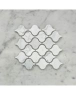 Carrara White Mini Lantern Shaped Arabesque Baroque Mosaic Tile Honed