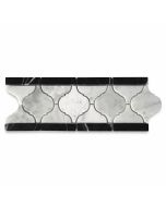 Carrara White Lantern Arabesque Baroque Mosaic Border Listello Tile Polished