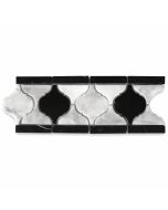 Carrara White Black Marble Lantern Baroque Mosaic Border Listello Tile Polished