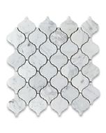 Carrara White Medium Lantern Shaped Arabesque Baroque Mosaic Tile Honed