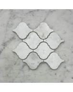 Carrara White Medium Lantern Shaped Arabesque Baroque Mosaic Tile Honed