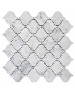 Carrara White Medium Lantern Shaped Arabesque Baroque Mosaic Tile Polished