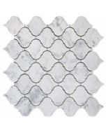 Carrara White Medium Lantern Shaped Arabesque Baroque Mosaic Tile Polished