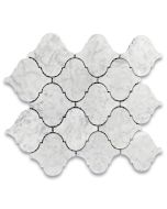 Carrara White Grand Lantern Shaped Arabesque Baroque Mosaic Tile Honed