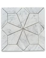 Carrara White Marble Starburst Geometric Mosaic Tile Honed