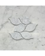 (Sample) Carrara White Marble Leaf Shape Medi Mosaic Tile Honed