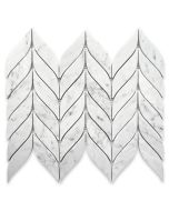 Carrara White Marble Feather Leaf Grand Mosaic Tile Honed