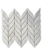 Carrara White Marble Feather Leaf Grand Mosaic Tile Polished