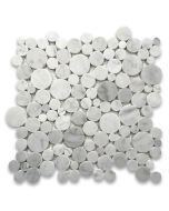 Carrara White Bubble Round Mosaic Tile Honed