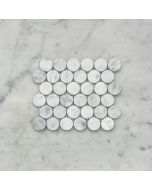 (Sample) Carrara White Marble 1 inch Penny Round Mosaic Tile Honed