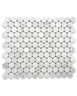 Carrara White Marble 1 inch Penny Round Mosaic Tile Polished