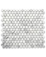 Carrara White 3/4 inch Penny Round Mosaic Tile Honed
