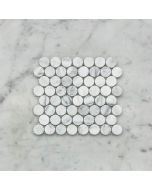 (Sample) Carrara White Marble 3/4 inch Penny Round Mosaic Tile Honed