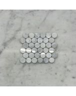 (Sample) Carrara White Marble 3/4 inch Penny Round Mosaic Tile Polished