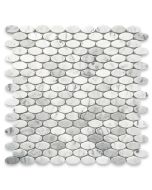 Carrara White 1 1/4 x 5/8 Ellipse Oval Mosaic Tile Honed